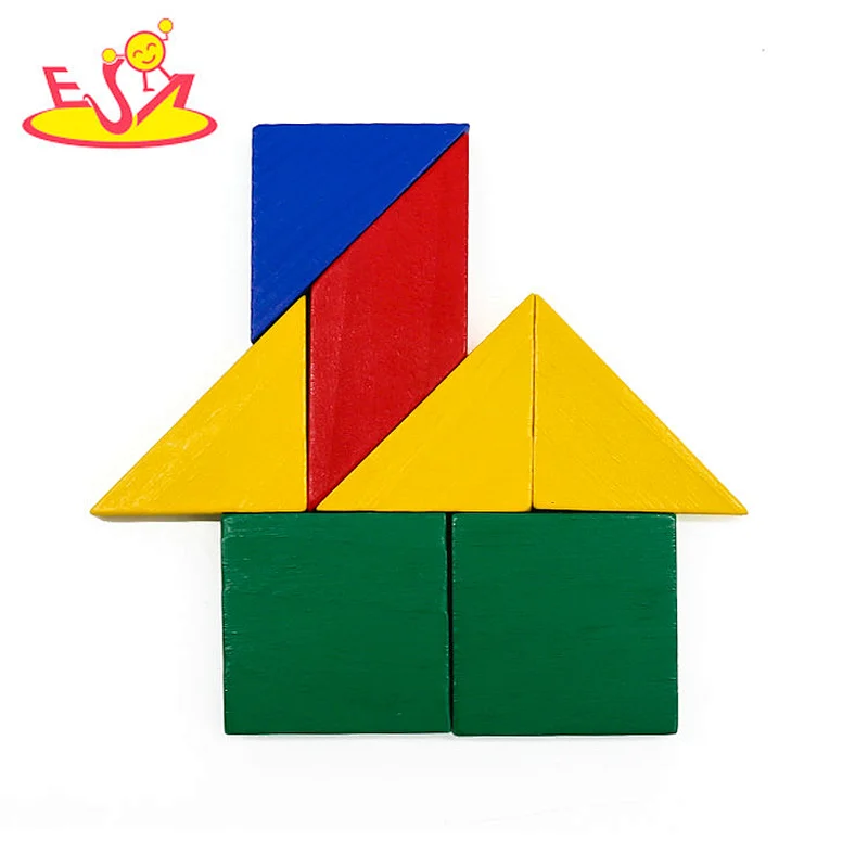 New creative kids building block wooden triangle puzzle toys W14A239