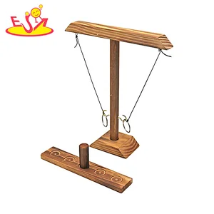 Kids wooden table top ring toss games Interactive hooks throwing games W01A475