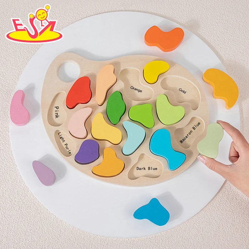 ألعاب ألغاز مطابقة خشبية ملونة لمحاكاة الأطفال W14A342