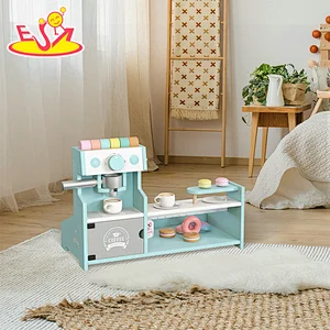 Hot sale kids pretend play wooden toy coffee maker with dessert shop W10D462