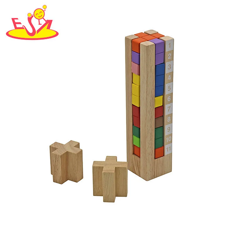 Juguetes educativos tempranos Montessori bloques de construcción geométricos de madera para niños W13E239