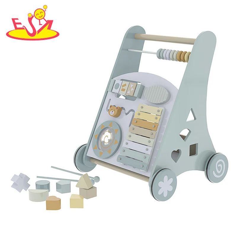New design activity play wooden push toy walker for toddlers W08J001E