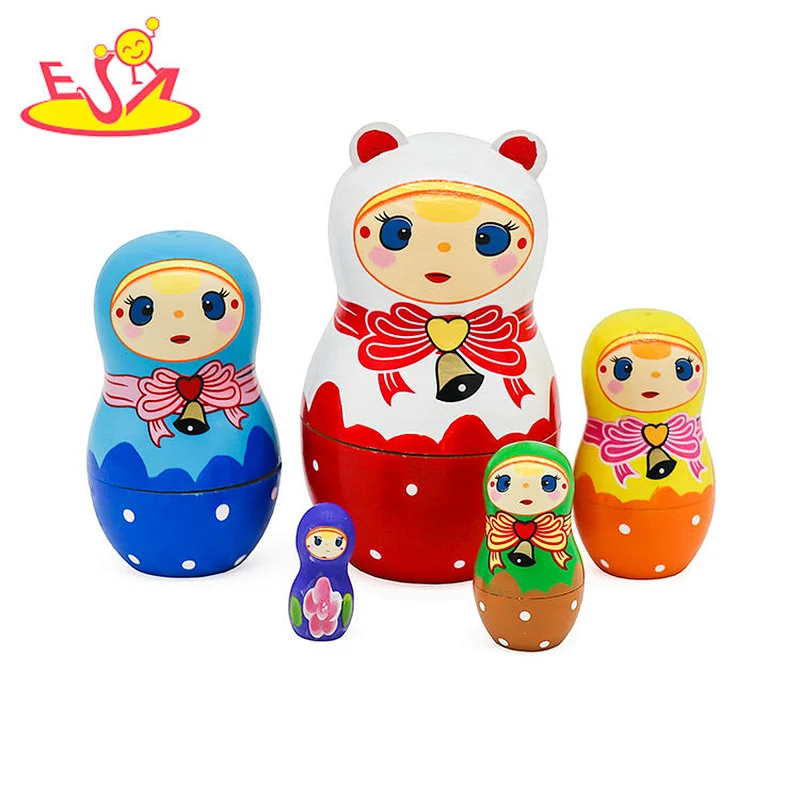 New design baby educational toys wooden nesting doll sets W06D156