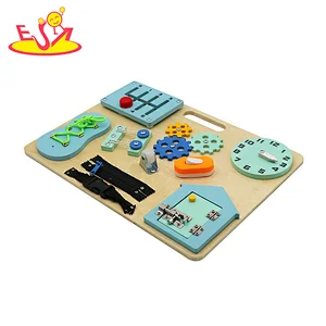 Handmade Montessori education wooden buckle up toys busy board for kids W12D381B