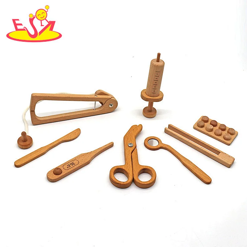 Wooden educational doctor medical pretend toy dentist kit for toddlers W10D540