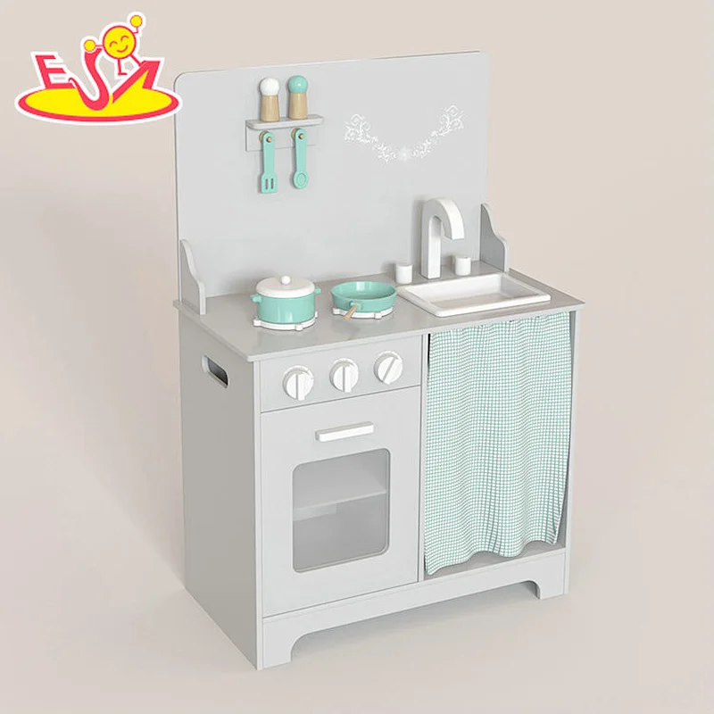 تصميم جديد لعبة التظاهر الطبخ مجموعة مطبخ اللعب الخشبية للأطفال W10C689B