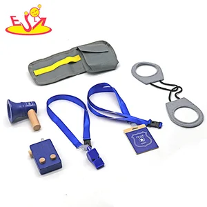 New hottest pretend play set wooden police toy set for kids W10D538