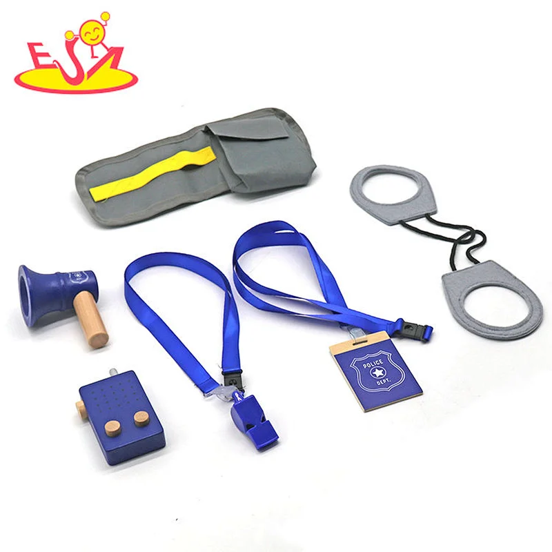 New hottest pretend play set wooden police toy set for kids W10D538