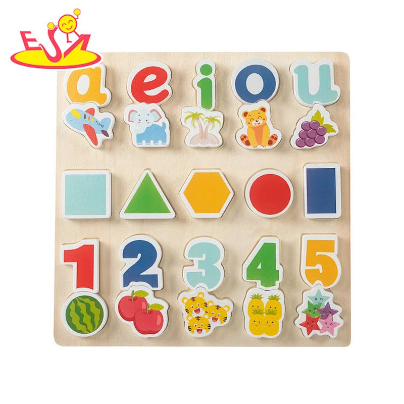 New Design Digital Cognition Alphabet Puzzle Board Wooden Matching Blocks W14A343