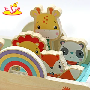 Wholesale Early Education Wooden Baby Walking Animal Pulling Cart Toys For Toddlers W05C154