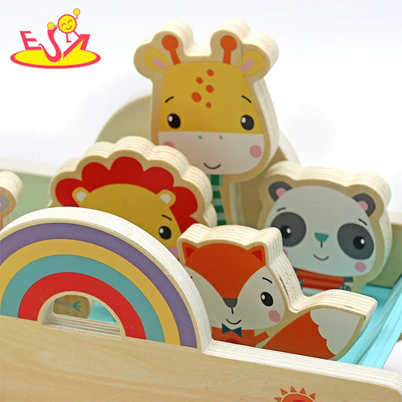 Wholesale Early Education Wooden Baby Walking Animal Pulling Cart Toys For Toddlers W05C154