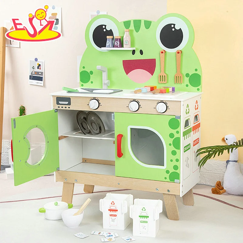 Kinder-Rollenspielset Cartoon grüner Holzfrosch Küchenspielzeug W10C740