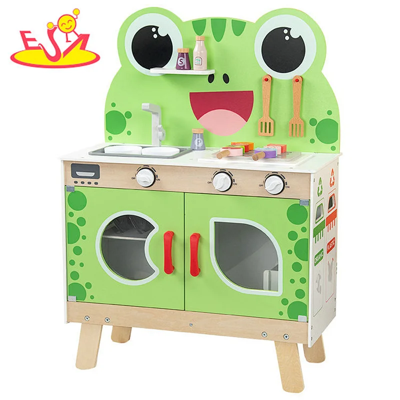 Kinder-Rollenspielset Cartoon grüner Holzfrosch Küchenspielzeug W10C740