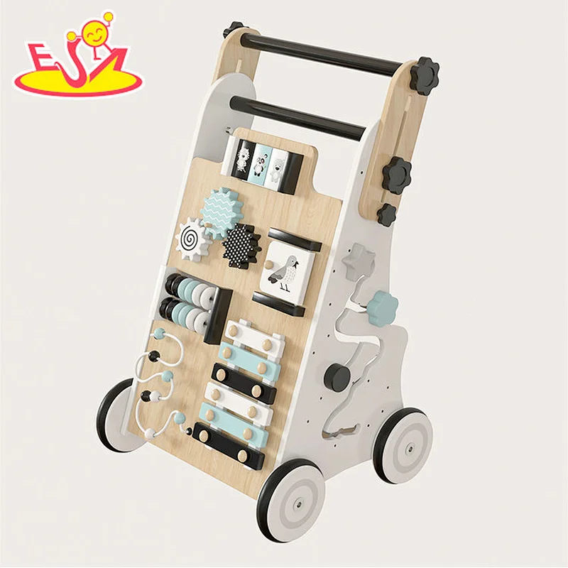 New design adjustable height wooden activity walker toy for toddlers W16E205