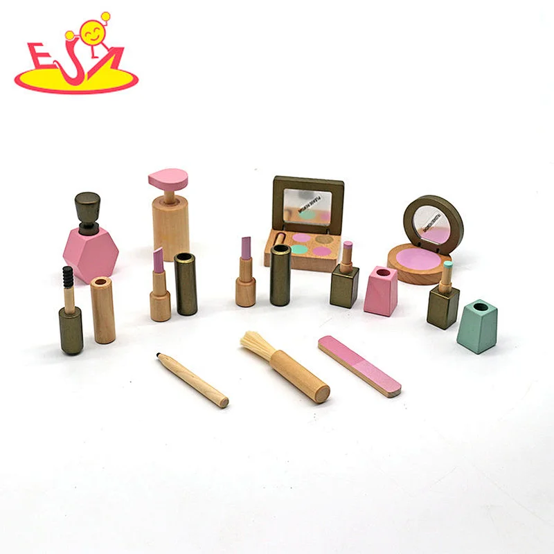 Neue heißeste Mädchen tun so, als würden sie Holzpuppen-Make-up-Kit mit Tasche W10D541 spielen