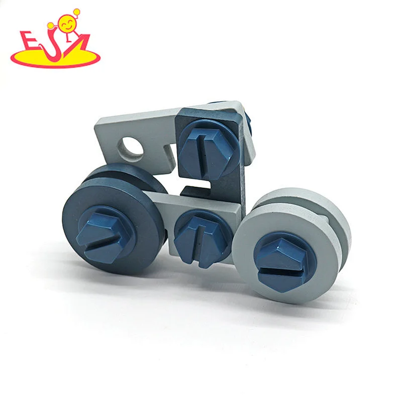 Customize educational assembly wooden toy screw nut set for kids W03C049