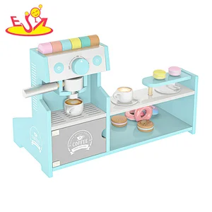Hot sale kids pretend play wooden toy coffee maker with dessert shop W10D462