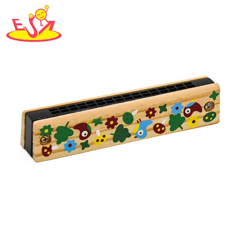 New cartoon style children musical instruments wooden harmonica toy W07E019