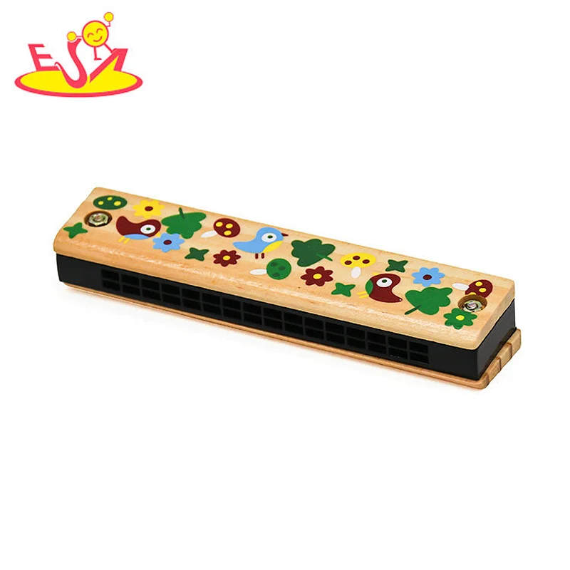 New cartoon style children musical instruments wooden harmonica toy W07E019
