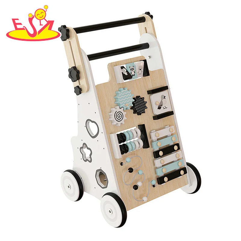 New design adjustable height wooden activity walker toy for toddlers W16E205