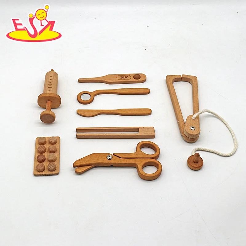 Wooden educational doctor medical pretend toy dentist kit for toddlers W10D540