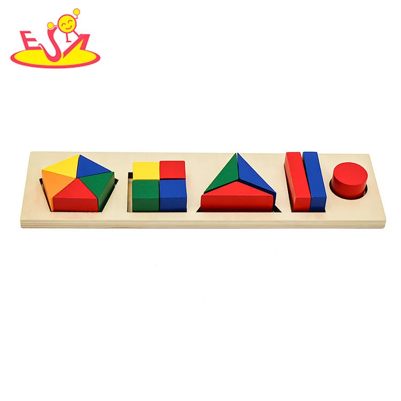 Customize colorful DIY wooden shape matching game for kids W13E116