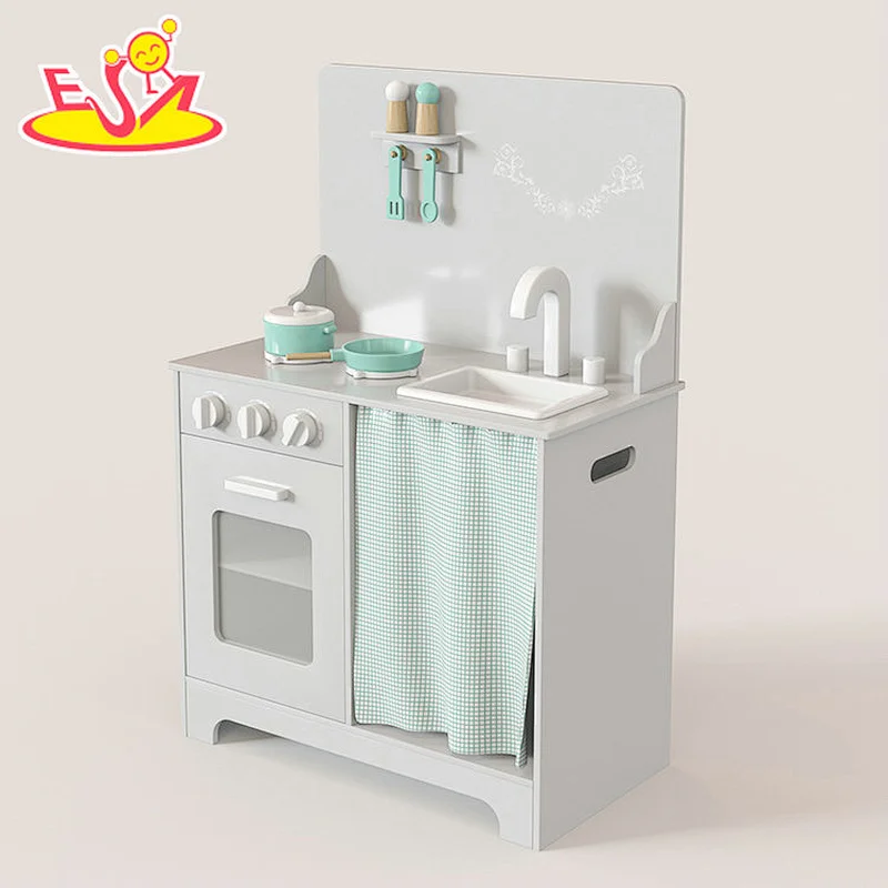 تصميم جديد لعبة التظاهر الطبخ مجموعة مطبخ اللعب الخشبية للأطفال W10C689B