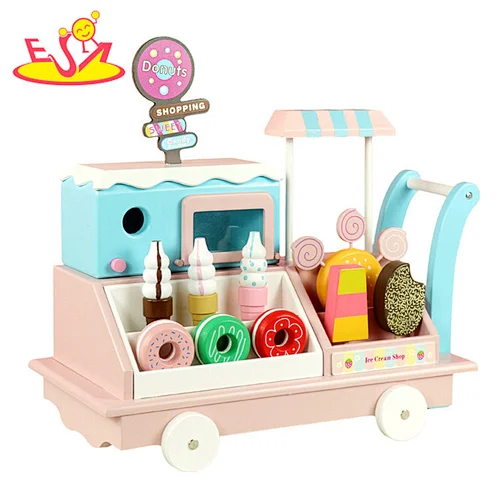 Pretend Play Toys Holz Süßigkeiten Dessertwagen Lernspielzeug für Kinder W10D493