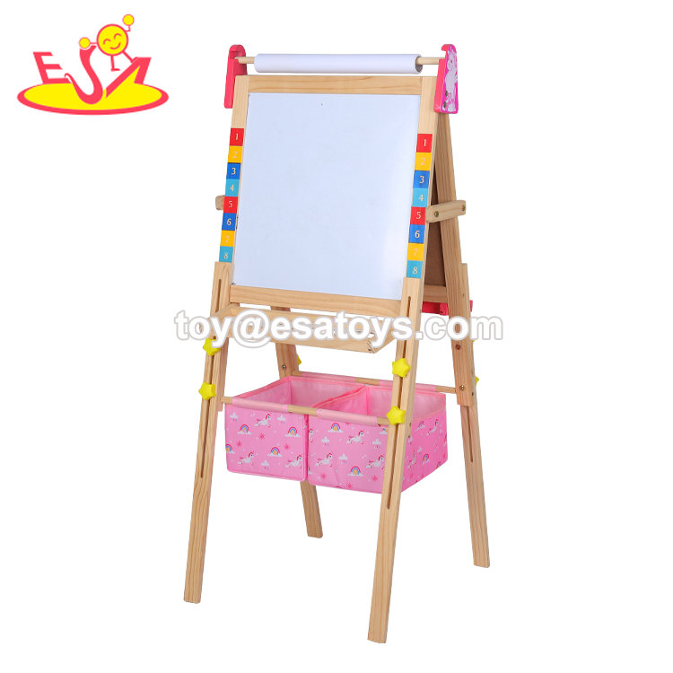 New Style Educational Double-sided Wooden Standing Drawing Board For Kids W12B241