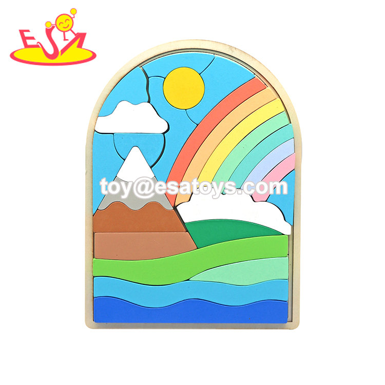 Hot Selling Educational Stacking Toy Colorful Wooden Puzzle Blocks For Kids W14A363
