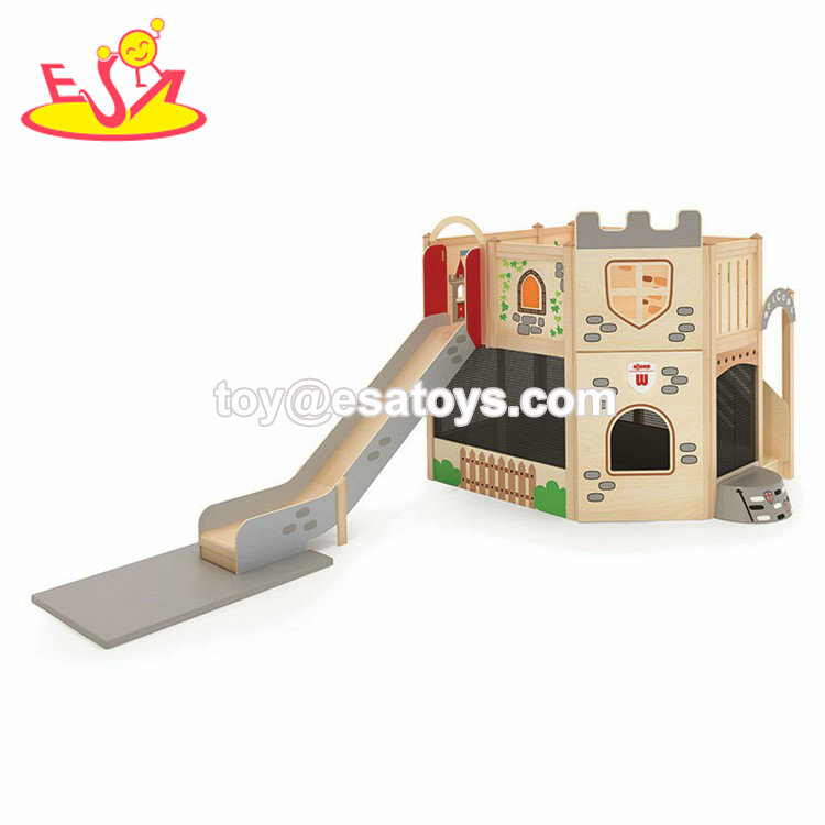 Multifunctional Kids Educational Wooden Playhouse With Table And Chair W01D256