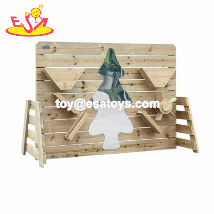 High Quality Indoor Kindergarten Wooden Loft Castle Game House With Slide W01D258