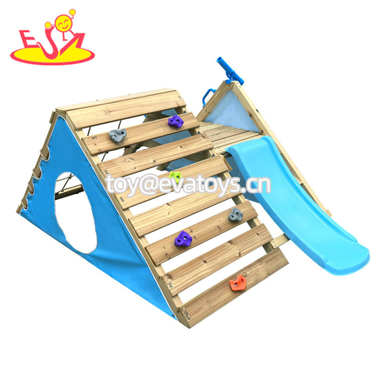 Outdoor Playground Equipment Kids Wooden Climbing Rope Swing Set with Slide W01D282