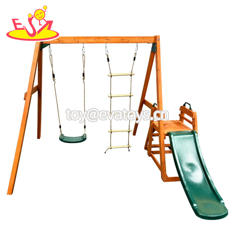 Factory Direct Outdoor Backyard Play Set Wooden Slide Swing For Kids W01D284
