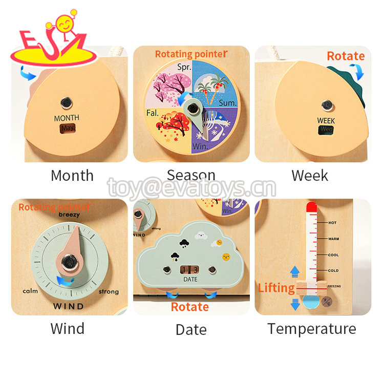 Hot Selling Montessori Weather Learning 2 In 1 Wooden Busy Board For Kids W12D571