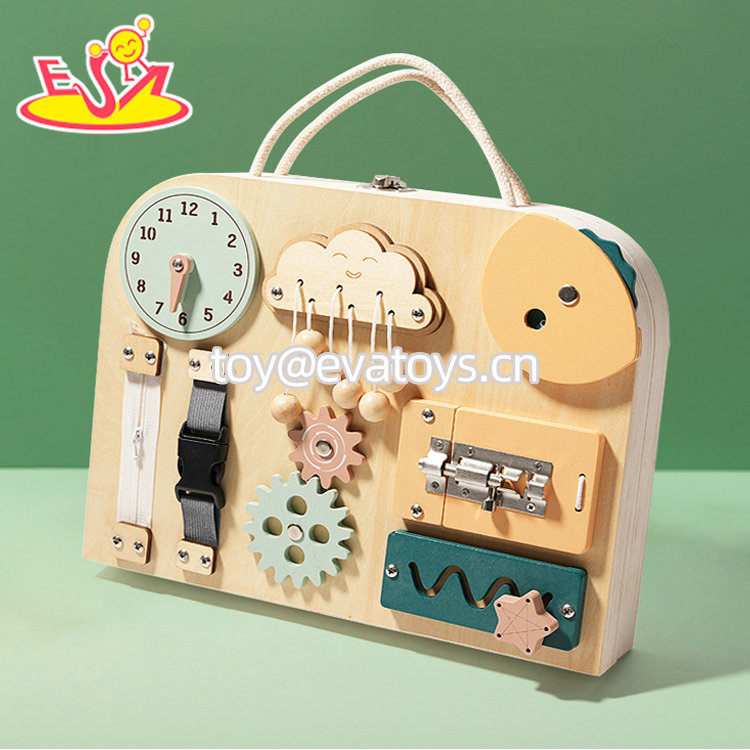 Multifunction Educational Sensory Kids Wooden Busy Board With Drawing Board W12D572