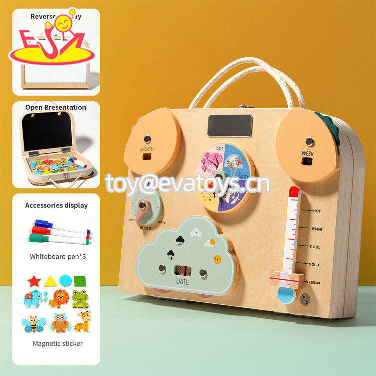 Multifunction Educational Sensory Kids Wooden Busy Board With Drawing Board W12D572