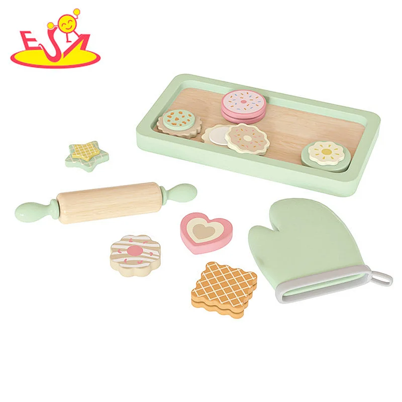 New Design Kitchen Pretend Play Wooden Biscuit Baking Set Toy For Kids W10B461