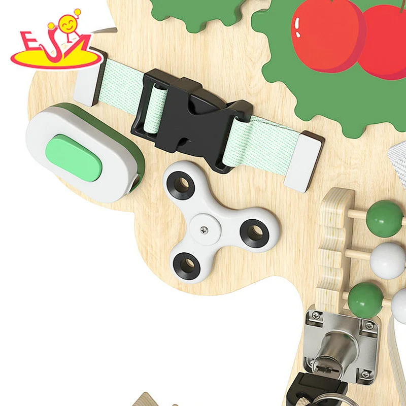 Montessori Sensory Activity Board Tree Shape Wooden Busy Board For Kids W12D439