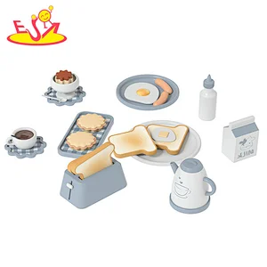 Customize cooking set toys wooden breakfast play food for kids W10B466