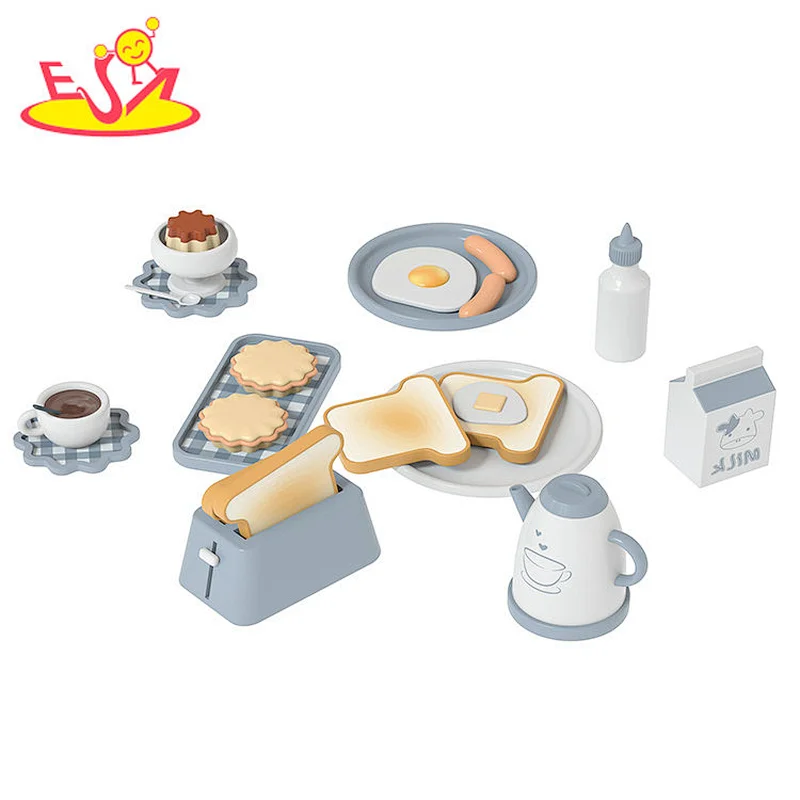 Customize cooking set toys wooden breakfast play food for kids W10B466