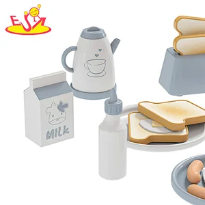 Customize cooking set toys wooden breakfast play food for kids W10B466