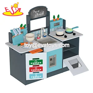 Hot Selling Kids Pretend Role Play Wooden Kitchen Toy With Accessories W10C764