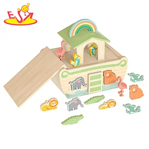 Hot Selling Educational Animal Shape Sorter Wooden Noah Ark Toy For Kids W12D484