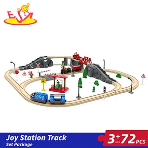 New Arrival Educational Assembly 72 Pcs Wooden Station Track Set For Kids W04C242
