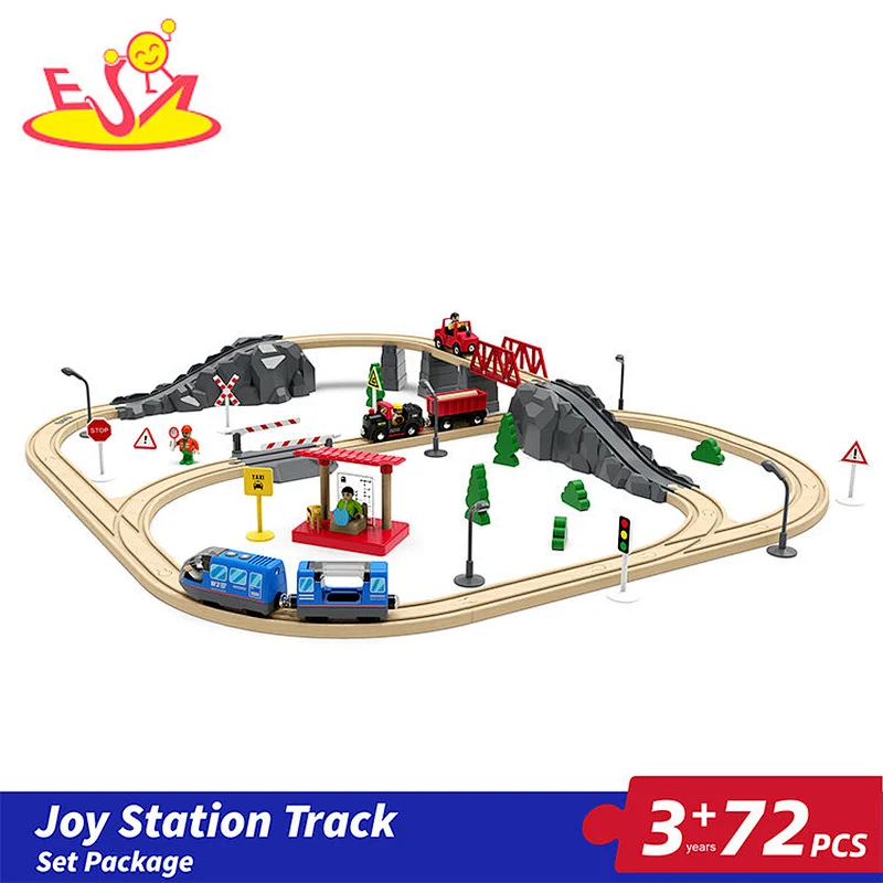 New Arrival Educational Assembly 72 Pcs Wooden Station Track Set For Kids W04C242