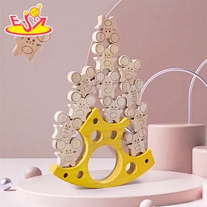 Educational Mouse and Cheese Blocks Wooden Balance Stacking Toy For Kids W13D411
