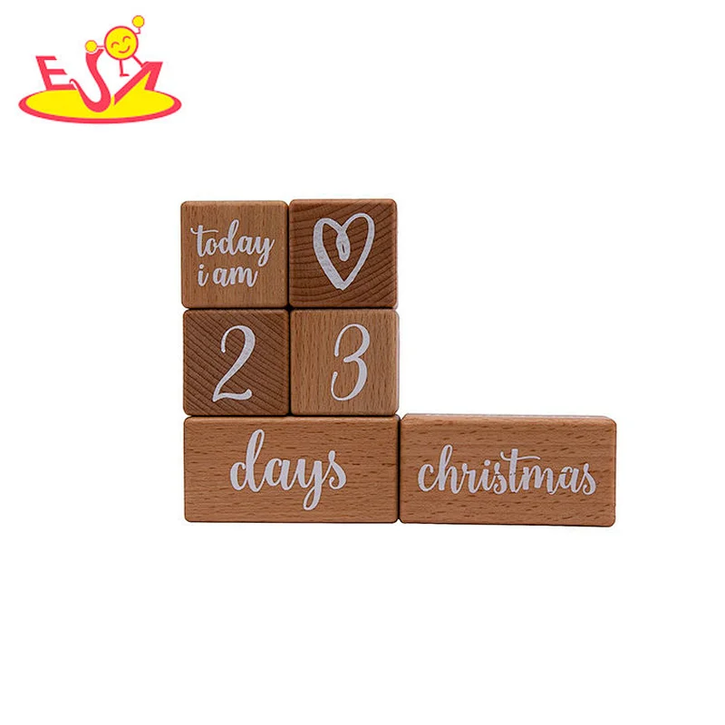 Desktop Decoration Beech Wooden Baby Monthly Milestone Blocks For Gift W09F033