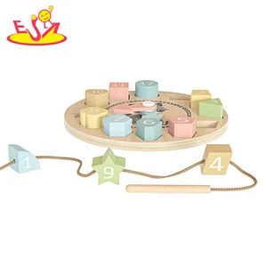 Mulfunctional Kids Educational Threading Toy Wooden Cartoon Fox Clock Puzzle W14K067A