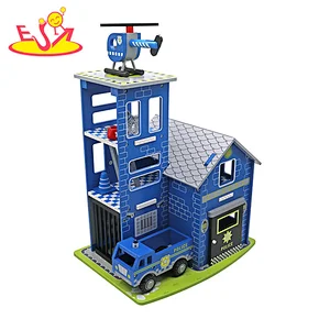 New Design Parking Lot Set Simulation Wooden Police Station Toy For Kids W04B116
